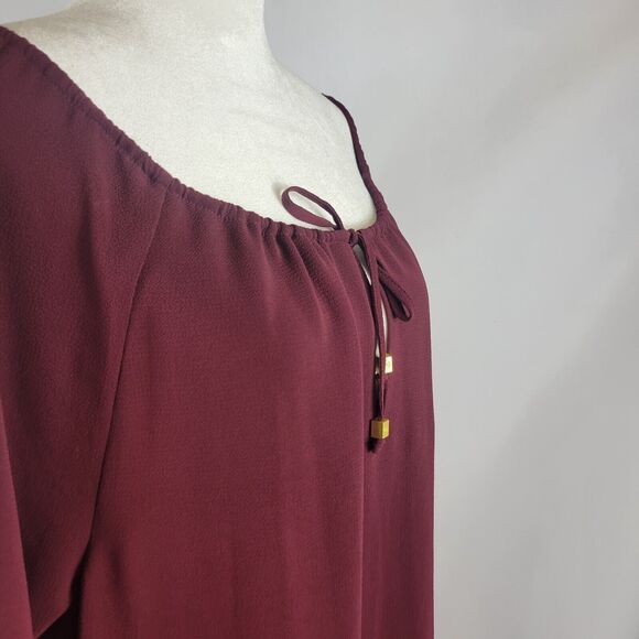 Michael Kors Shift Dress S Purple Gold Bell Sleeve Gold Cottagecore Simple NWT - Picture 7 of 12